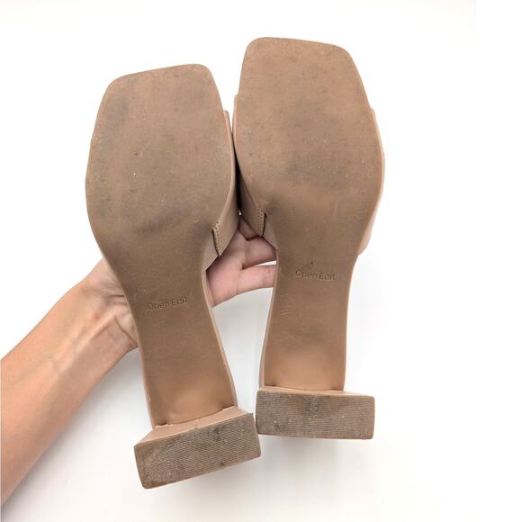 Open Edit Jaydin Block Heel Sandals Women's Open Toe Beige Size US6M EU36.5 - Picture 8 of 12